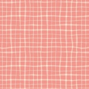 Artistic Hand Painted Plaid in Coral Pink