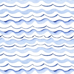 Ocean Waves Small | Watercolor Blue and White Lines Pattern