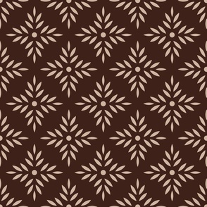 Bohemian geometrics leaves diamonds earthy dark brown