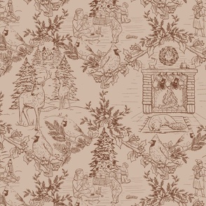 Traditional Christmas Toile Christmas fabric warm neutrals 2
