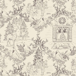 Traditional Christmas Toile Christmas fabric warm neutrals 1