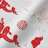 Chinese dragons - year of the dragon 2024 Happy New year China red on white