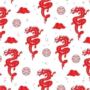 Chinese dragons - year of the dragon 2024 Happy New year China red on white