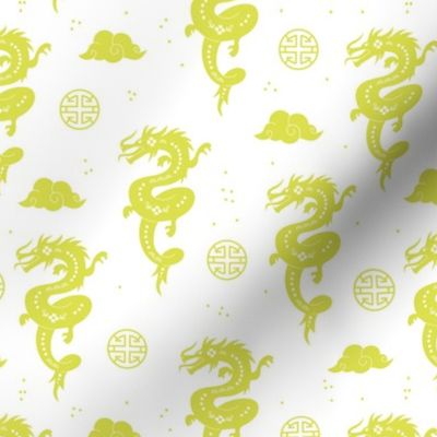 Chinese dragons - year of the dragon fantasy creatures 2024 Happy New year China lime green nineties palette on white