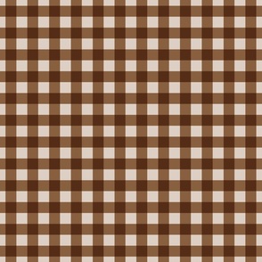 Checkered French Table Linen saddle brown Small