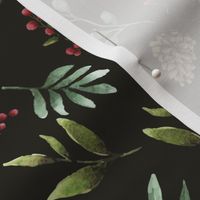 Christmas Nature in Black Chocolate | 24" Repeat