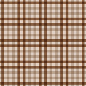French Linen large checks brown beige
