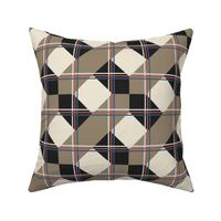 Black Taupe Diagonal Plaid