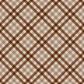 French Linen large checks brown beige diagonal