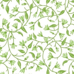 Indie flora swirl in bright spring green and white