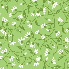 Indie flora swirl in white and bright spring green