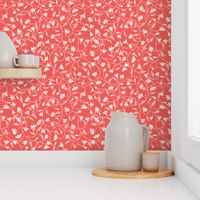 Indie flora swirl in white and coral pink 