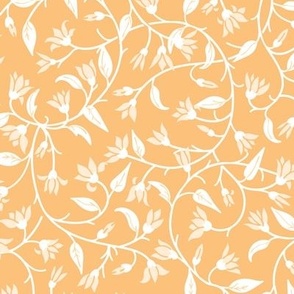 Indie flora swirl in white and pastel orange