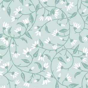 Indie flora swirl in white and sea glass green