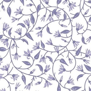 Indie floral swirl in digital lavender and white