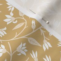 Indie floral swirl in honey beige and white