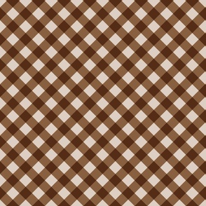 Diagonal saddle brown small checks
