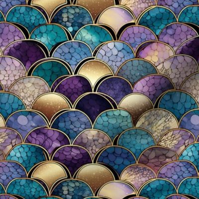 Plum Art Deco Mermaid Scales LG