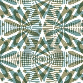 Tinflower (Overlap Olive & Teal) || block print floral