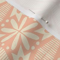 Tinflower (Cream on Coral) || block print floral