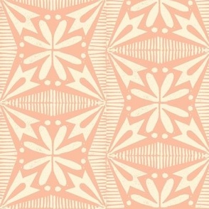 Tinflower (Cream on Coral) || block print floral