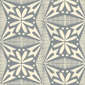 Tinflower (Cream on Dark Gray) || block print floral