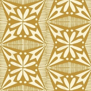 Tinflower (Cream on Gold) || block print floral