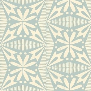 Tinflower (Cream on Aqua) || block print floral