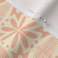 Tinflower (Coral on Cream) || block print floral