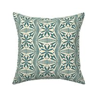 Tinflower (Teal on Cream) || block print floral