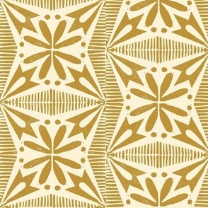 Tinflower (Gold on Cream) || block print floral