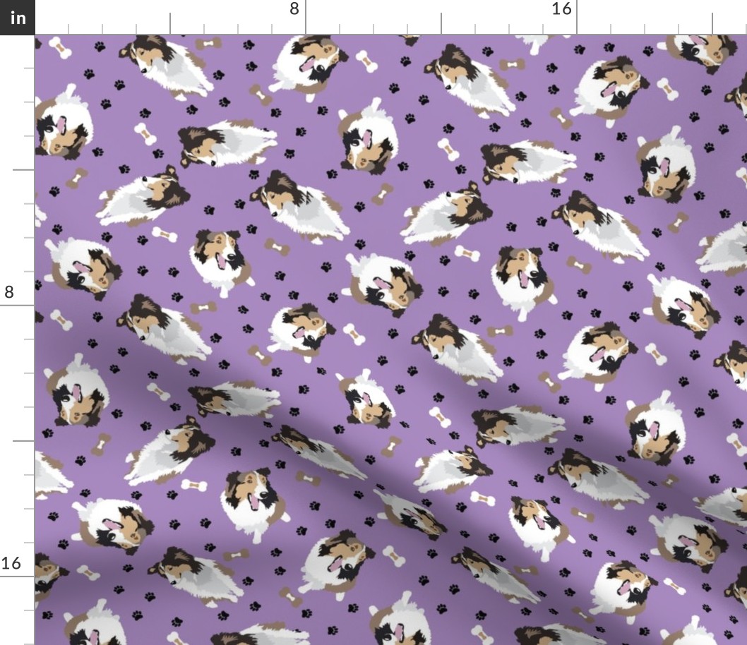 medium scale // Sheltie Dog Purplepaw prints dog biscuit dog bone non directional 
