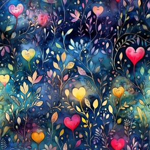 Bright Colorful Watercolor Hearts in Striking Rainbow Colors