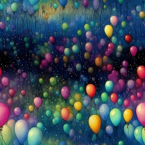 Bright Colorful Watercolor Balloons in Vibrant Rainbow Colors