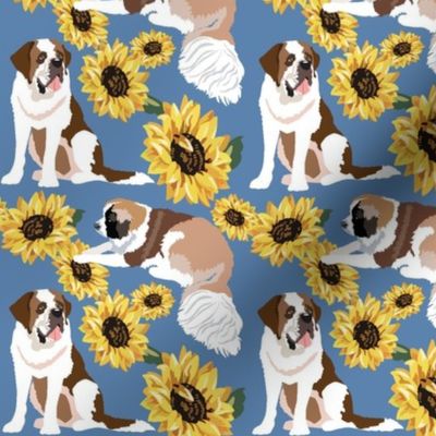 St bernard dog Yellow sunflowers cute Griffin dog
