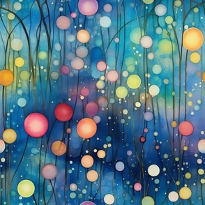 Bright Colorful Watercolor Bokeh Dots in Playful Rainbow Colors