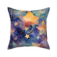 Bright Colorful Watercolor Stars in Whimsical Rainbow Colors
