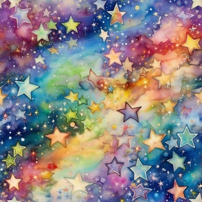 Bright Colorful Watercolor Stars in Stunning Rainbow Colors