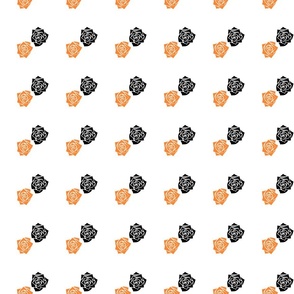 S Candy Roses – Burnt Orange Rose and Deep Black Rose on White - Polka Dots on Polka Dots - Classic Diagonal Stripes - Mid Century Modern inspired (MOD) - Vintage – Minimalist Floral - Geometric Florals