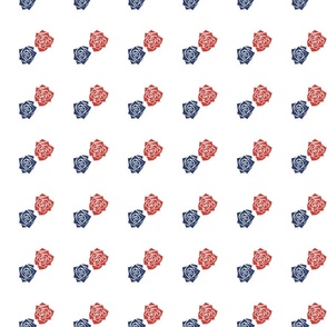 S Candy Roses – Navy Blue Rose (Dark Blue) and Burgundy Red Rose (Dark Red) on White - Polka Dots on Polka Dots - Classic Diagonal Stripes - Mid Century Modern inspired (MOD) - Vintage – Minimal Floral - Geometric Florals - 4th of july - Independ