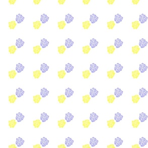 S Pastel Candy Roses – Soft Purple Rose (Purple Pastel, Lilac) and Lemon Yellow Rose (Bright Yellow) on White - Polka Dots on Polka Dots - Classic Diagonal Stripes - Mid Century Modern inspired (MOD) - Vintage – Minimal Floral - Geometric Florals