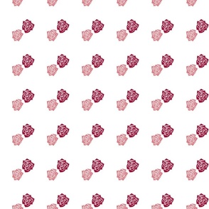 S Candy Roses – Soft Pink Rose (Pink Clay) and Burgundy Red Rose (Dark Red) on White - Polka Dots on Polka Dots - Classic Diagonal Stripes - Mid Century Modern inspired (MOD) - Vintage – Minimal Flower - Geometric Florals