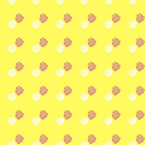 S Candy Roses – Soft Pink Rose (Pink Clay) and White Rose on Neon Yellow (Bright Yellow) - Polka Dots on Polka Dots - Classic Diagonal Stripes - Mid Century Modern inspired (MOD) - Vintage – Minimal Floral - Geometric Florals