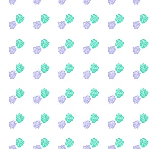 S Candy Roses – Pastel Purple Rose (Soft Purple, Lilac) and Mint Green Rose (Pastel Green) on White - Polka Dots on Polka Dots - Classic Diagonal Stripes - Mid Century Modern inspired (MOD) - Vintage – Minimalist Flower - Geometric Florals