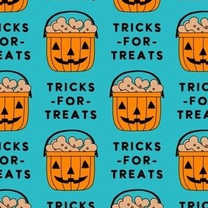 Tricks For Treats - Pumpkin Bucket with Dog Treats - blue - LAD23