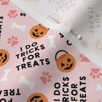 (small scale) I do tricks for treats - Dog Halloween Pumpkin Buckets Bones Paw Prints - Pink- LAD23