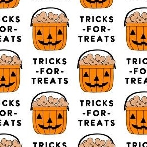 Tricks For Treats - Pumpkin Bucket with Dog Treats - white - LAD23