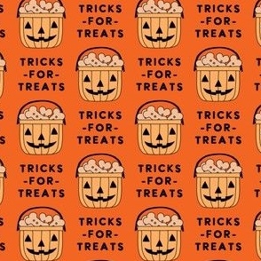 (small scale) Tricks For Treats - Pumpkin Bucket with Dog Treats - orange - LAD23
