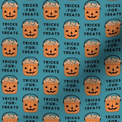 (small scale) Tricks For Treats - Pumpkin Bucket with Dog Treats - Dark Blue - LAD23