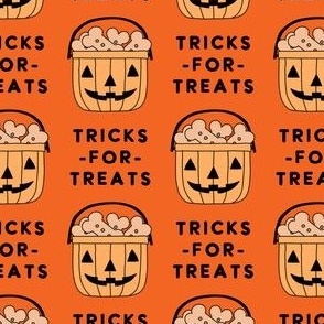 Tricks For Treats - Pumpkin Bucket with Dog Treats - orange - LAD23